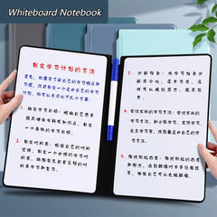 Folding A5 Whiteboard Notebook Reusable Business Whiteboard Notepad Leather Erasing Writing Board Office Accessories