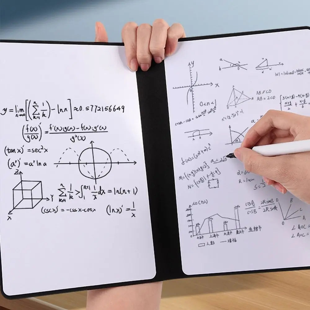 Folding A5 Whiteboard Notebook Reusable Business Whiteboard Notepad Leather Erasing Writing Board Office Accessories